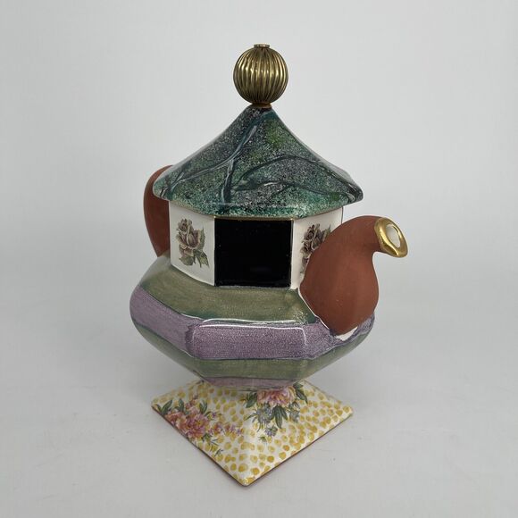 MacKenzie Childs Torquay Coffee Tea Pot Lid Kelp Urchin - Picture 5 of 16